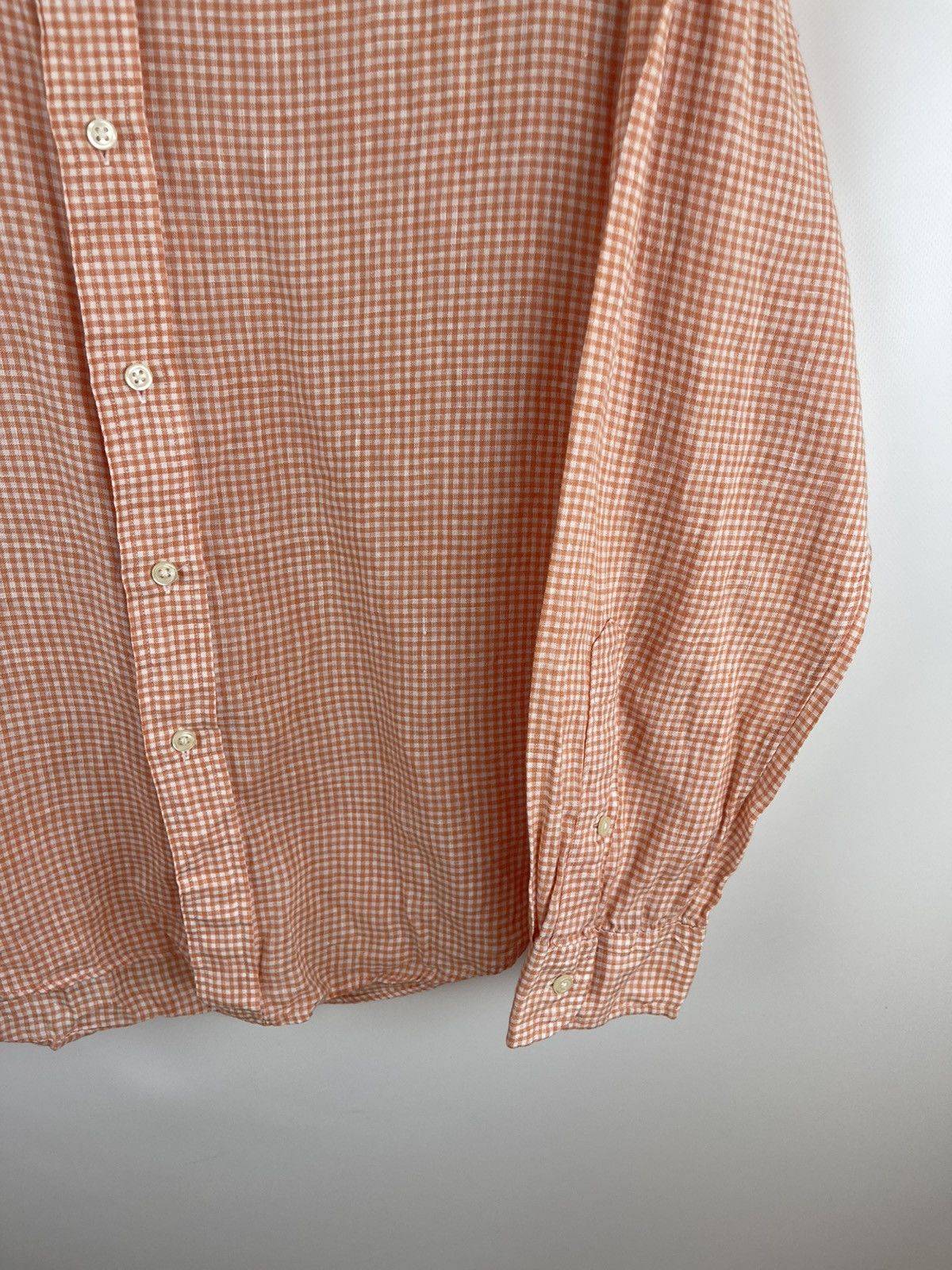 Polo Ralph Lauren Polo Ralph Lauren checkered 100% linen peach pearl shirt Size US XL / EU 56 / 4 - 4 Thumbnail