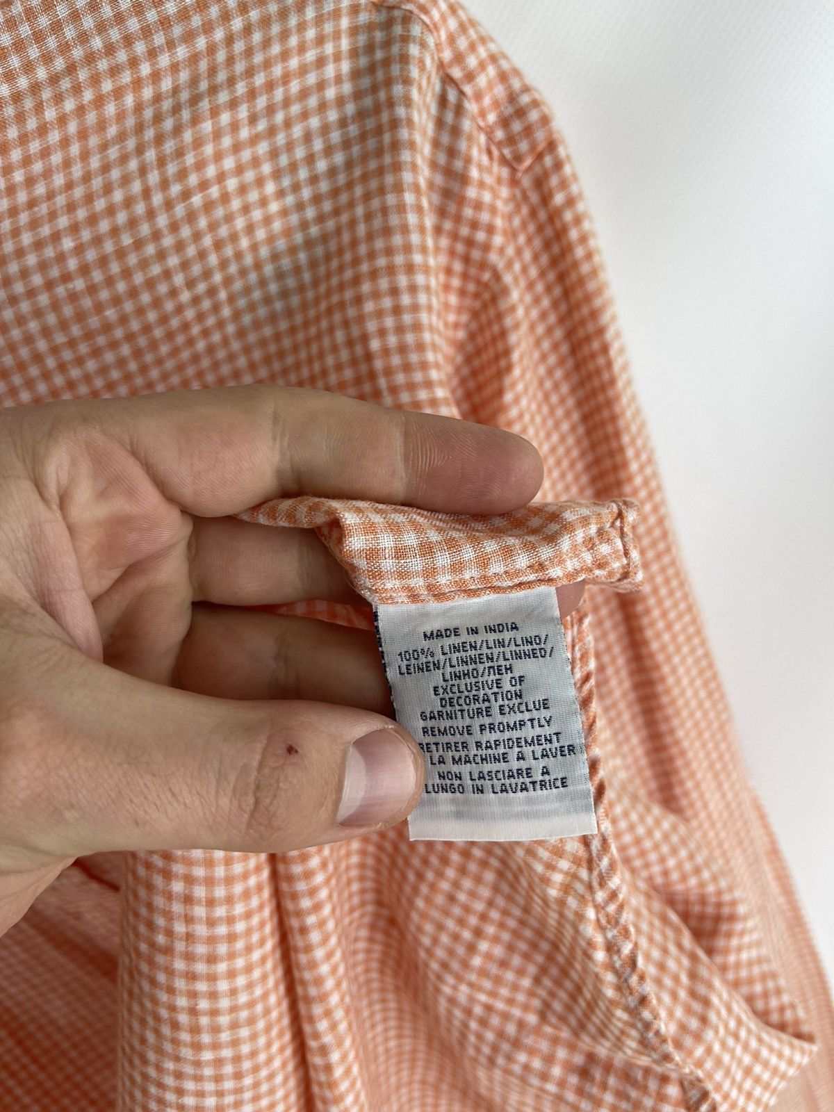Polo Ralph Lauren Polo Ralph Lauren checkered 100% linen peach pearl shirt Size US XL / EU 56 / 4 - 8 Thumbnail