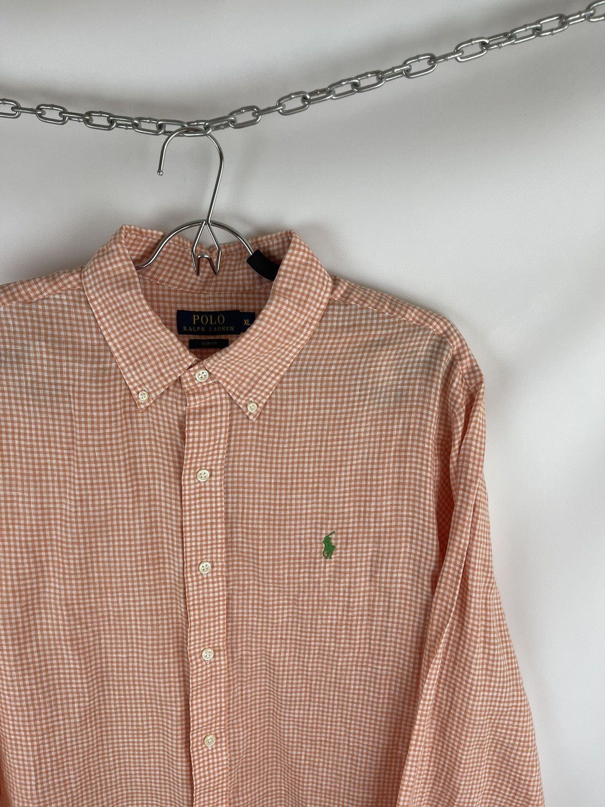 Polo Ralph Lauren Polo Ralph Lauren checkered 100% linen peach pearl shirt Size US XL / EU 56 / 4 - 3 Thumbnail