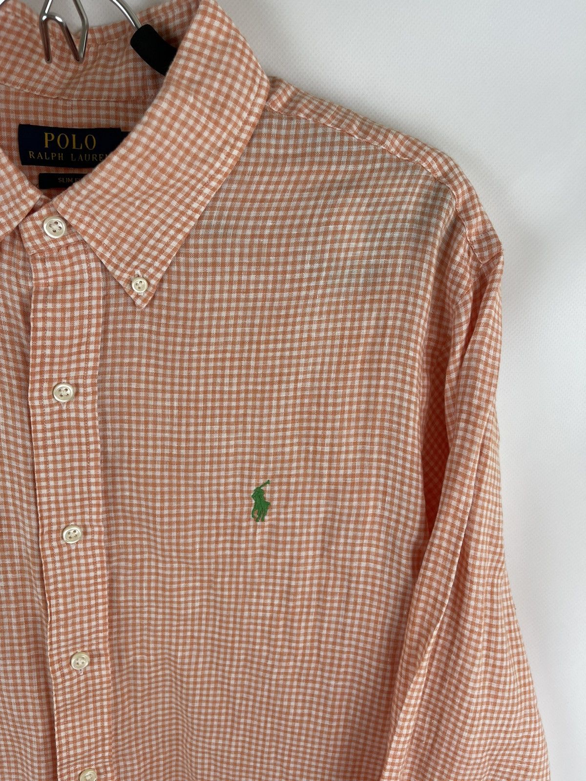 Polo Ralph Lauren Polo Ralph Lauren checkered 100% linen peach pearl shirt Size US XL / EU 56 / 4 - 6 Thumbnail