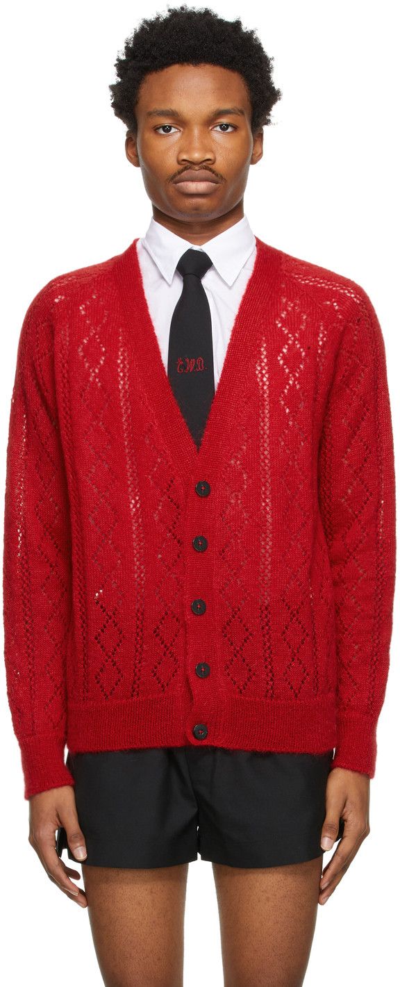 Pre-owned Ernest W Baker Send Offers  Red Mohair Blend Cardigan