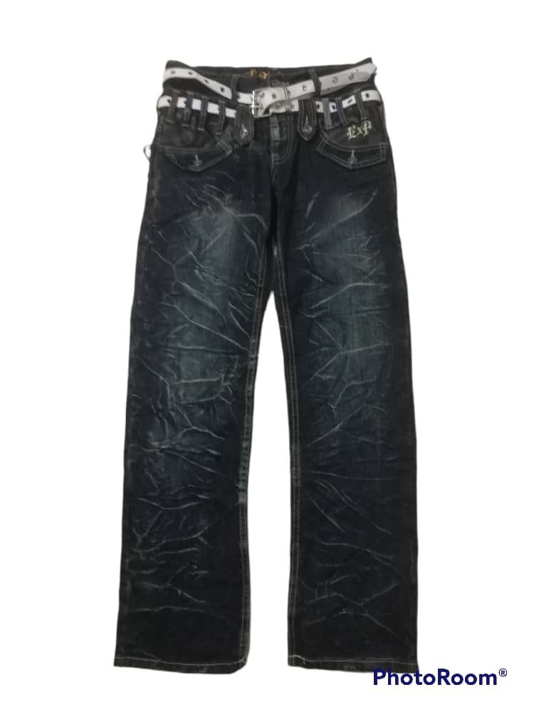 JAPANESE BRAND DOUBLE WAIST DISTRESSED PANTS
