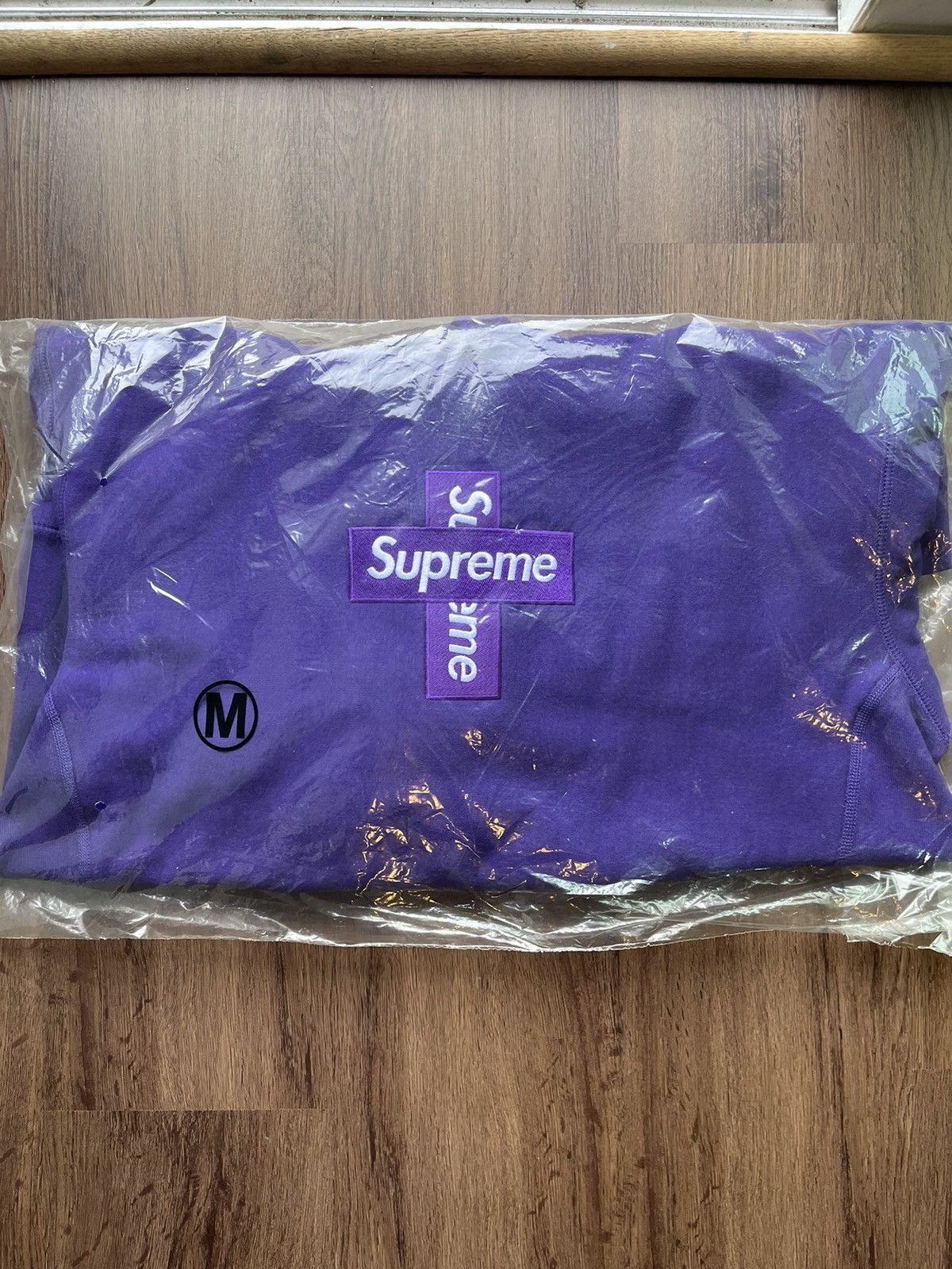 image of Supreme Purple Cross Box Logo Hoodie, Men's (Size Medium)