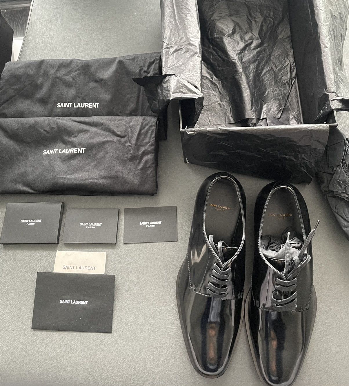 Hedi Slimane × Saint Laurent Paris × Yves Saint Laurent Super Rare 2015 Runway HEDI Le Smoking Derby Leather Shoes Size US 6 / EU 39 - 14 Thumbnail