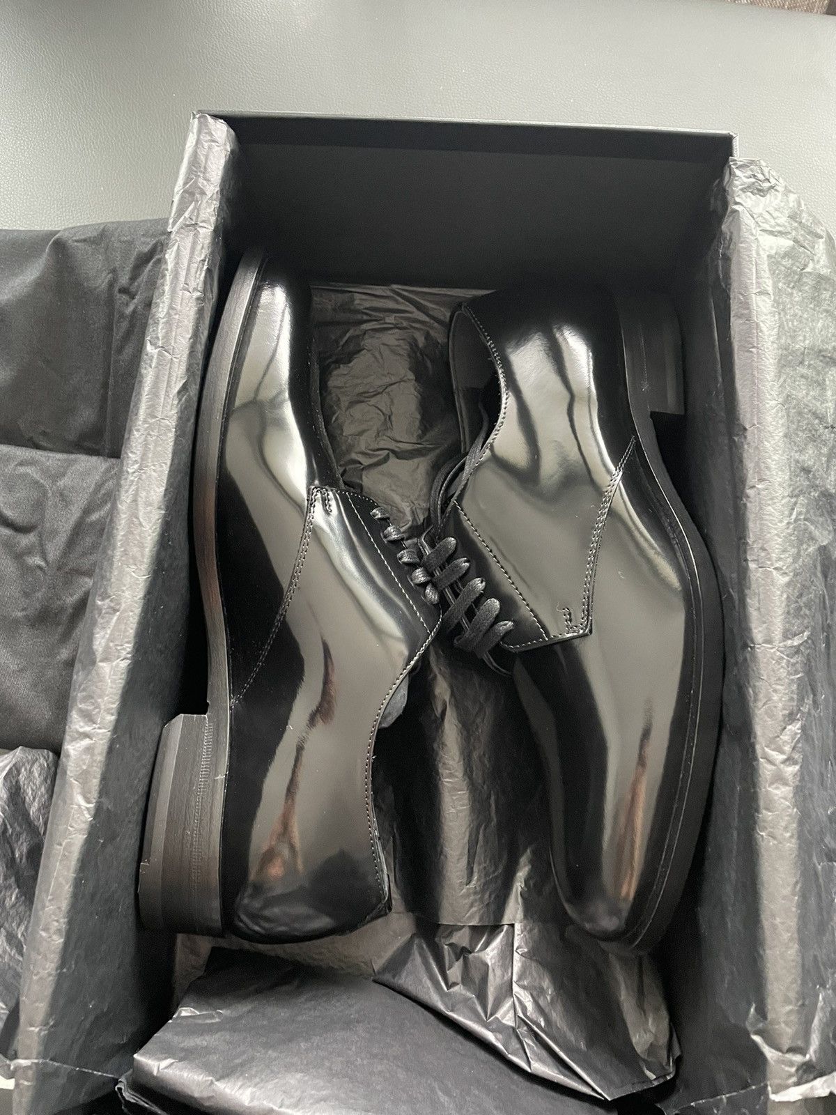 Hedi Slimane × Saint Laurent Paris × Yves Saint Laurent Super Rare 2015 Runway HEDI Le Smoking Derby Leather Shoes Size US 6 / EU 39 - 9 Thumbnail