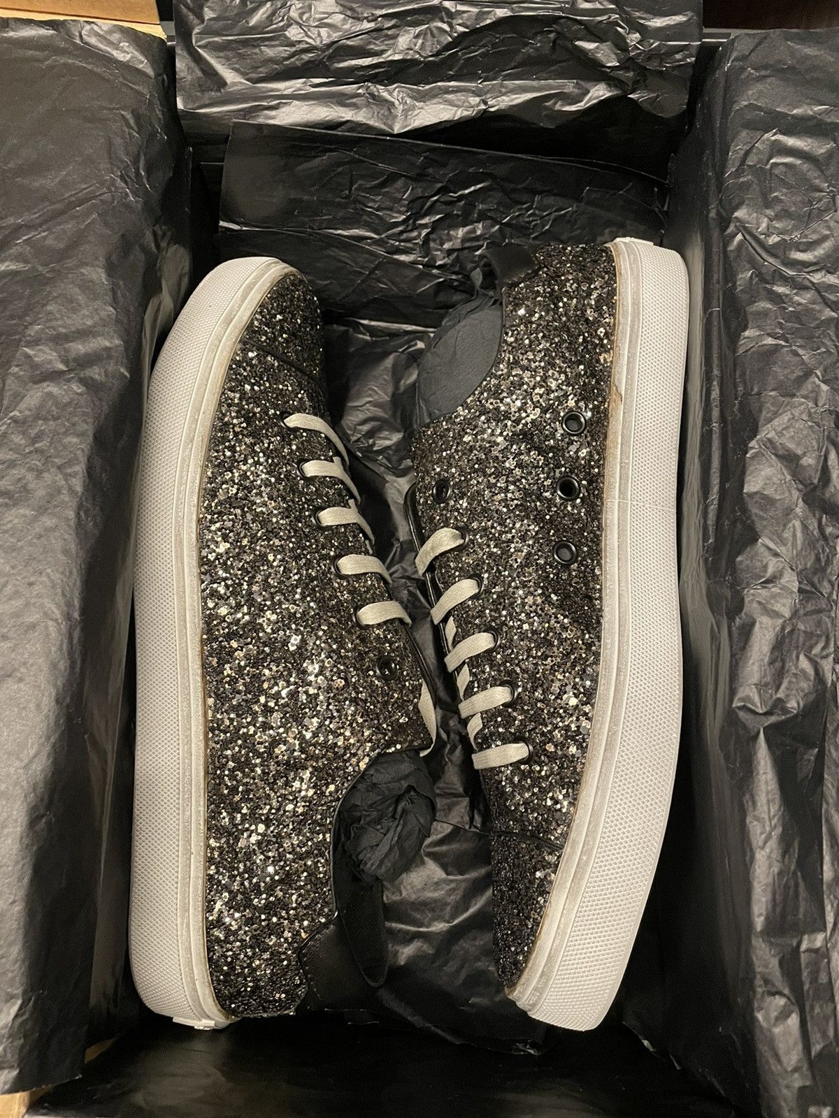 Saint Laurent Paris Rare Brand NEW Super Runway Moon Plus Glitter Leather Shoes Size US 11 / EU 44 - 3 Thumbnail