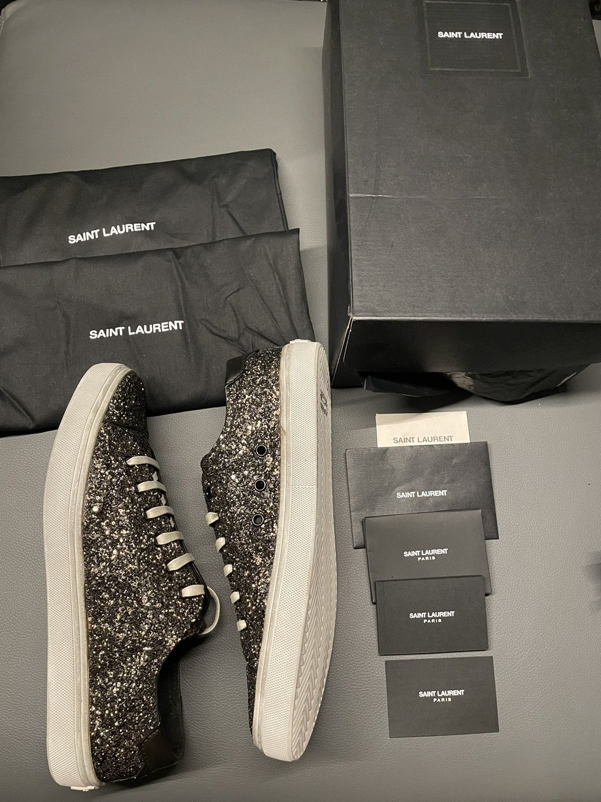 Saint Laurent Paris Rare Brand NEW Super Runway Moon Plus Glitter Leather Shoes Size US 11 / EU 44 - 18 Thumbnail