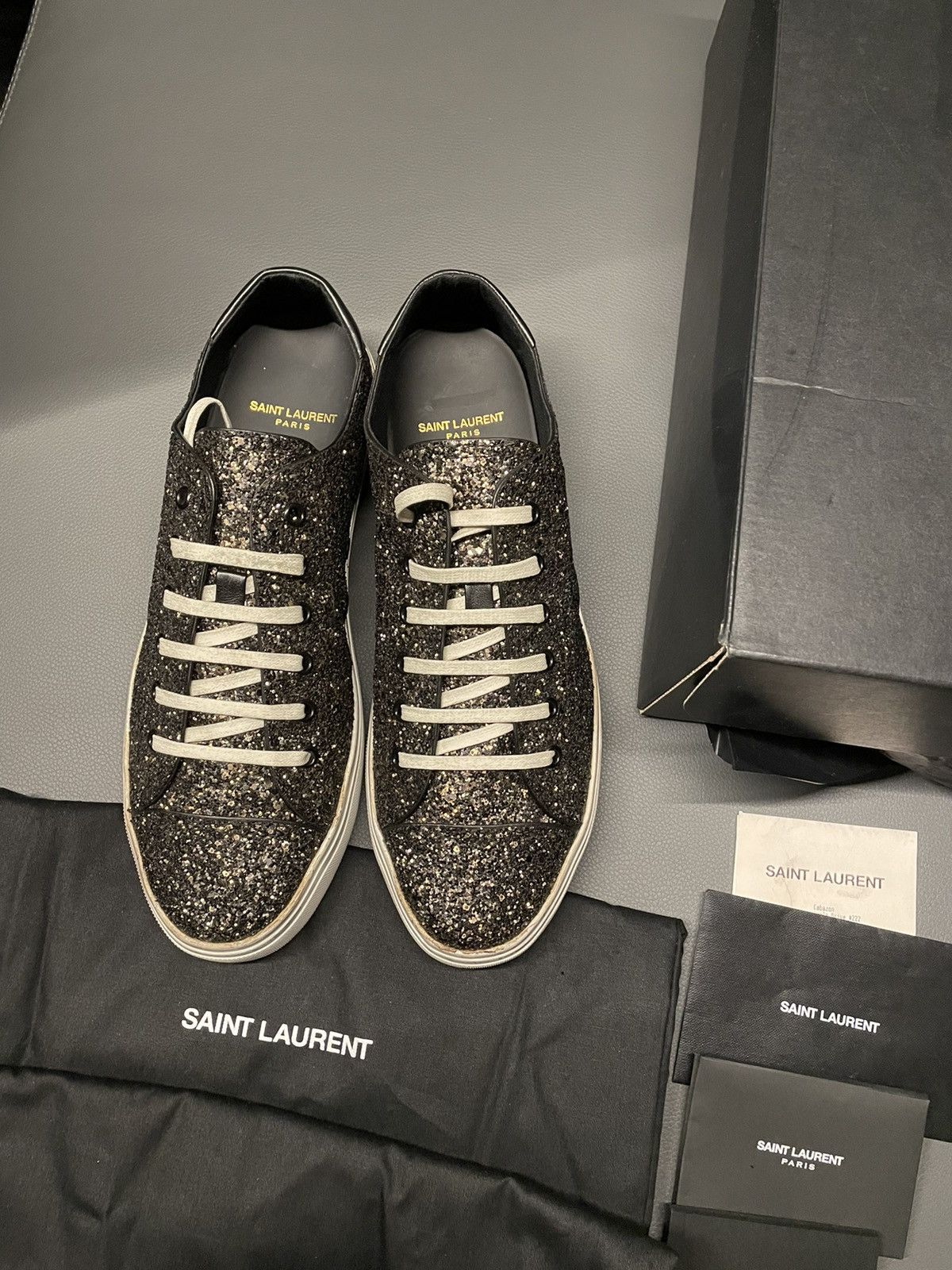 Saint Laurent Paris Rare Brand NEW Super Runway Moon Plus Glitter Leather Shoes Size US 11 / EU 44 - 2 Thumbnail