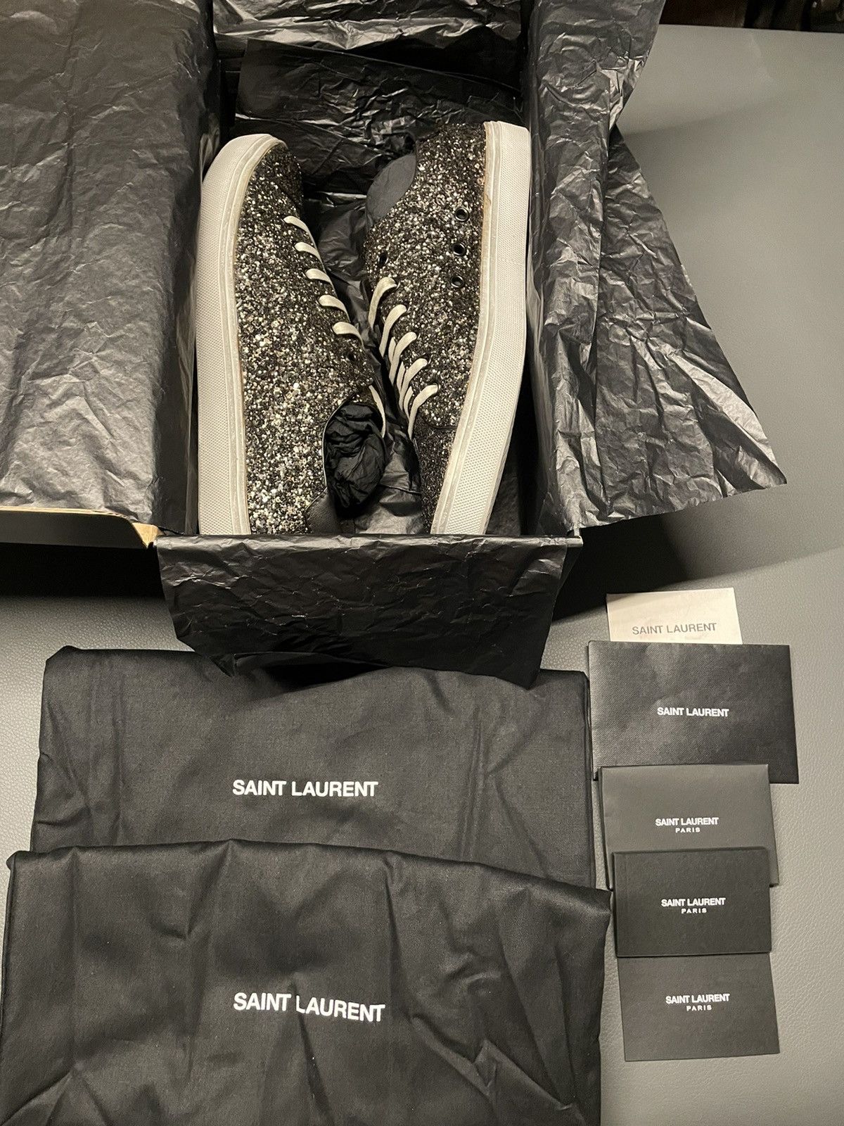 Saint Laurent Paris Rare Brand NEW Super Runway Moon Plus Glitter Leather Shoes Size US 11 / EU 44 - 10 Thumbnail