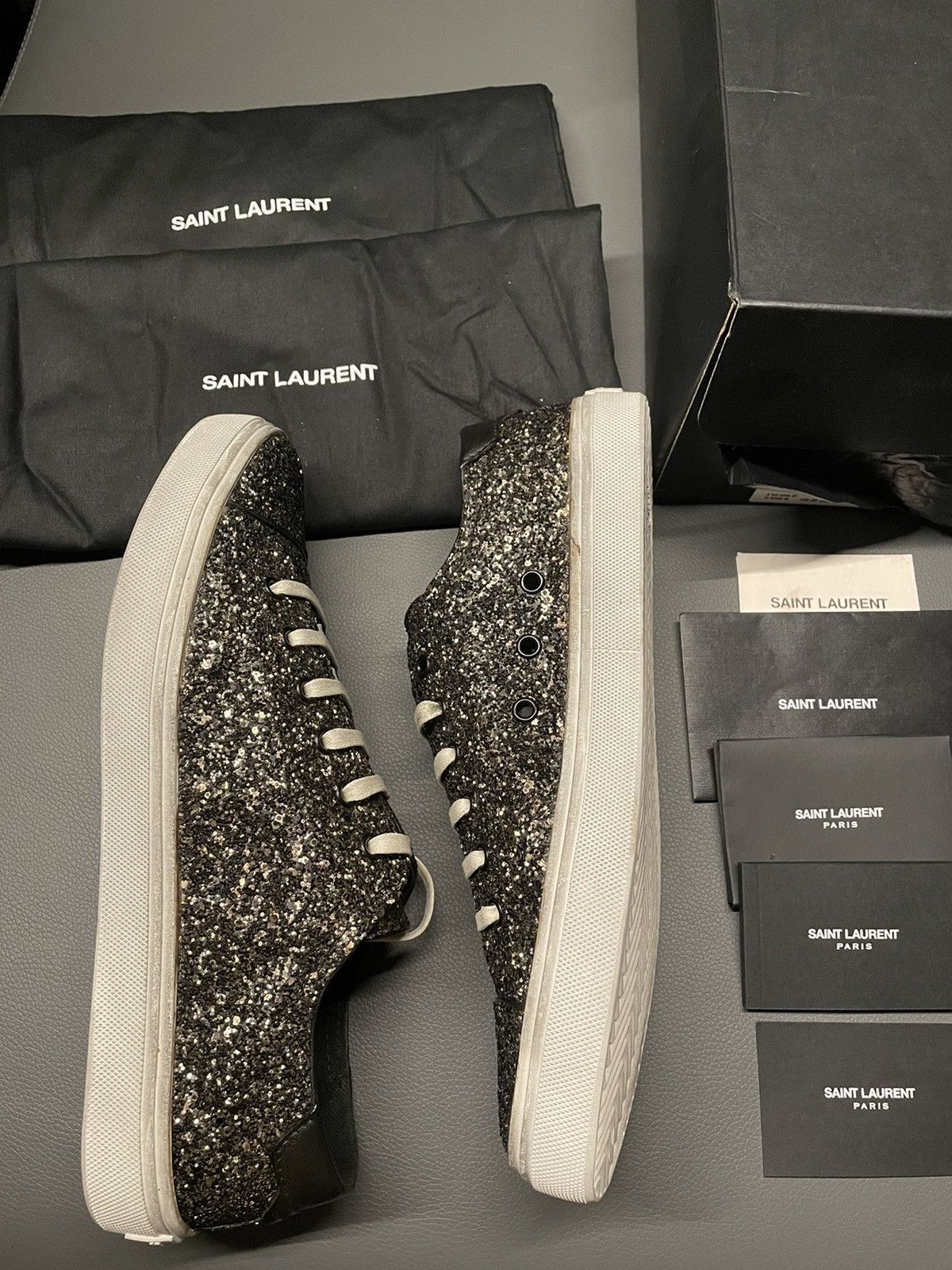 Saint Laurent Paris Rare Brand NEW Super Runway Moon Plus Glitter Leather Shoes Size US 11 / EU 44 - 19 Thumbnail