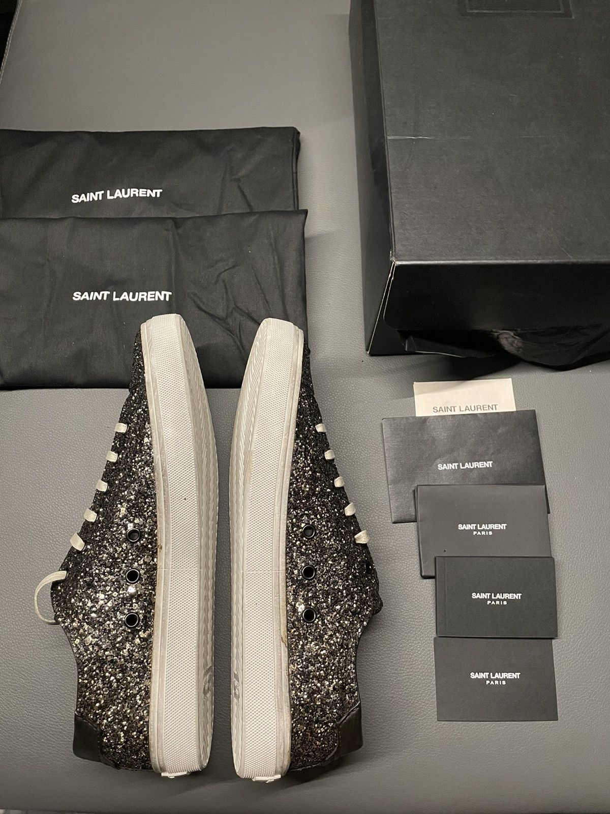 Saint Laurent Paris Rare Brand NEW Super Runway Moon Plus Glitter Leather Shoes Size US 11 / EU 44 - 23 Thumbnail