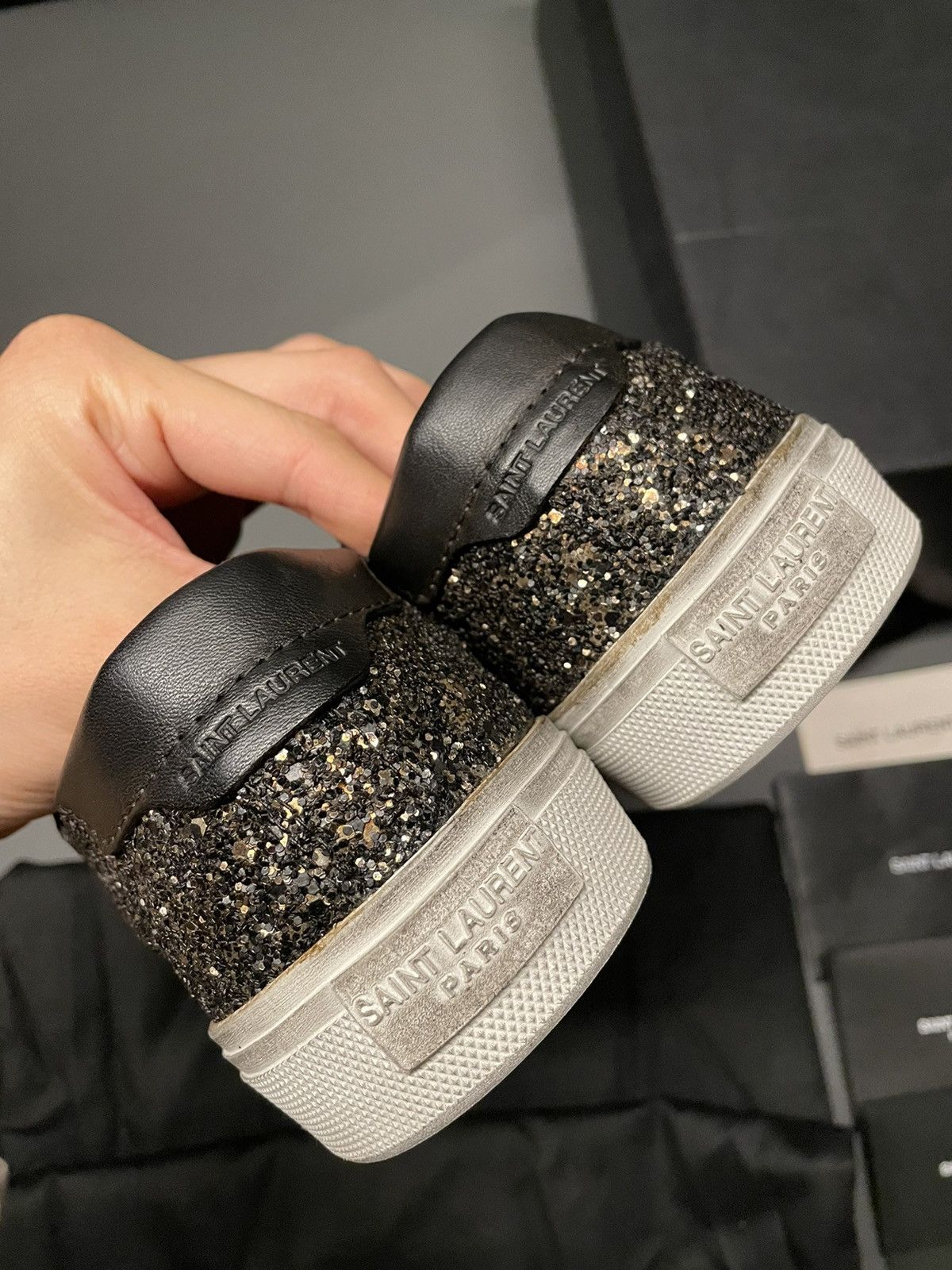 Saint Laurent Paris Rare Brand NEW Super Runway Moon Plus Glitter Leather Shoes Size US 11 / EU 44 - 8 Thumbnail