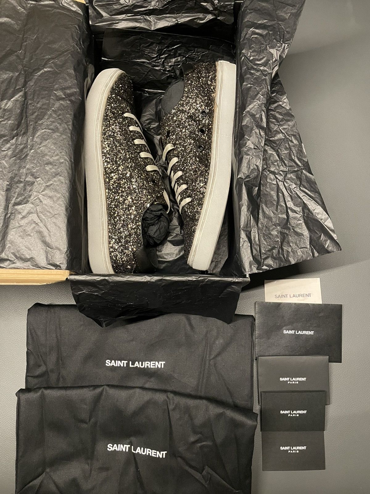 Saint Laurent Paris Rare Brand NEW Super Runway Moon Plus Glitter Leather Shoes Size US 11 / EU 44 - 9 Thumbnail
