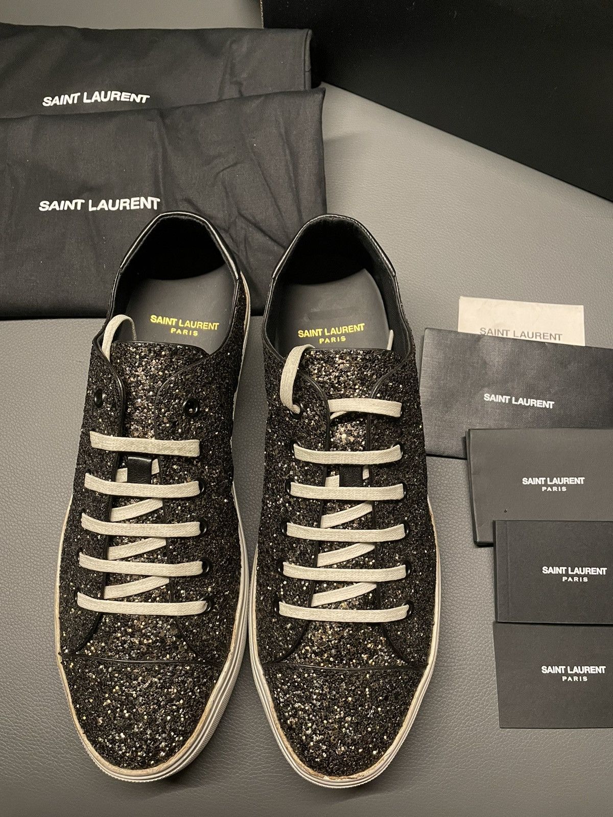 Saint Laurent Paris Rare Brand NEW Super Runway Moon Plus Glitter Leather Shoes Size US 11 / EU 44 - 22 Thumbnail