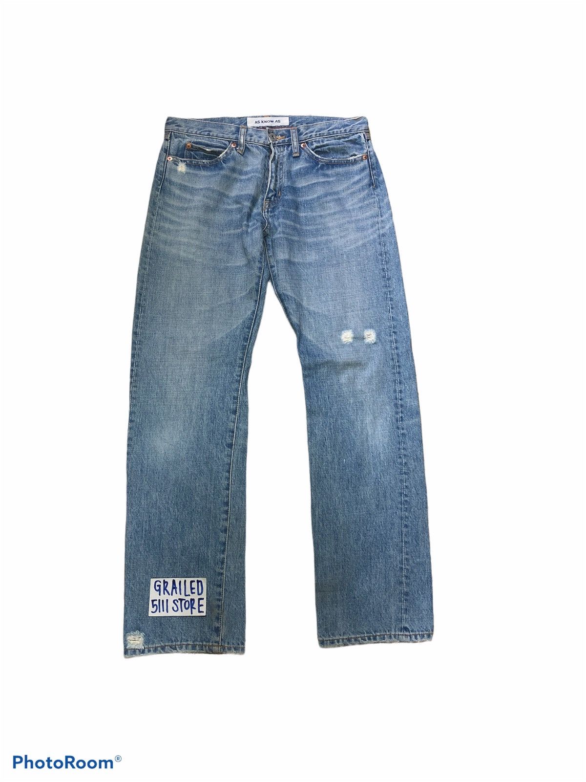 Japanese Brand AS KNOW AS WASHED BLUE DENIM Size US 31 - 1 Thumbnail