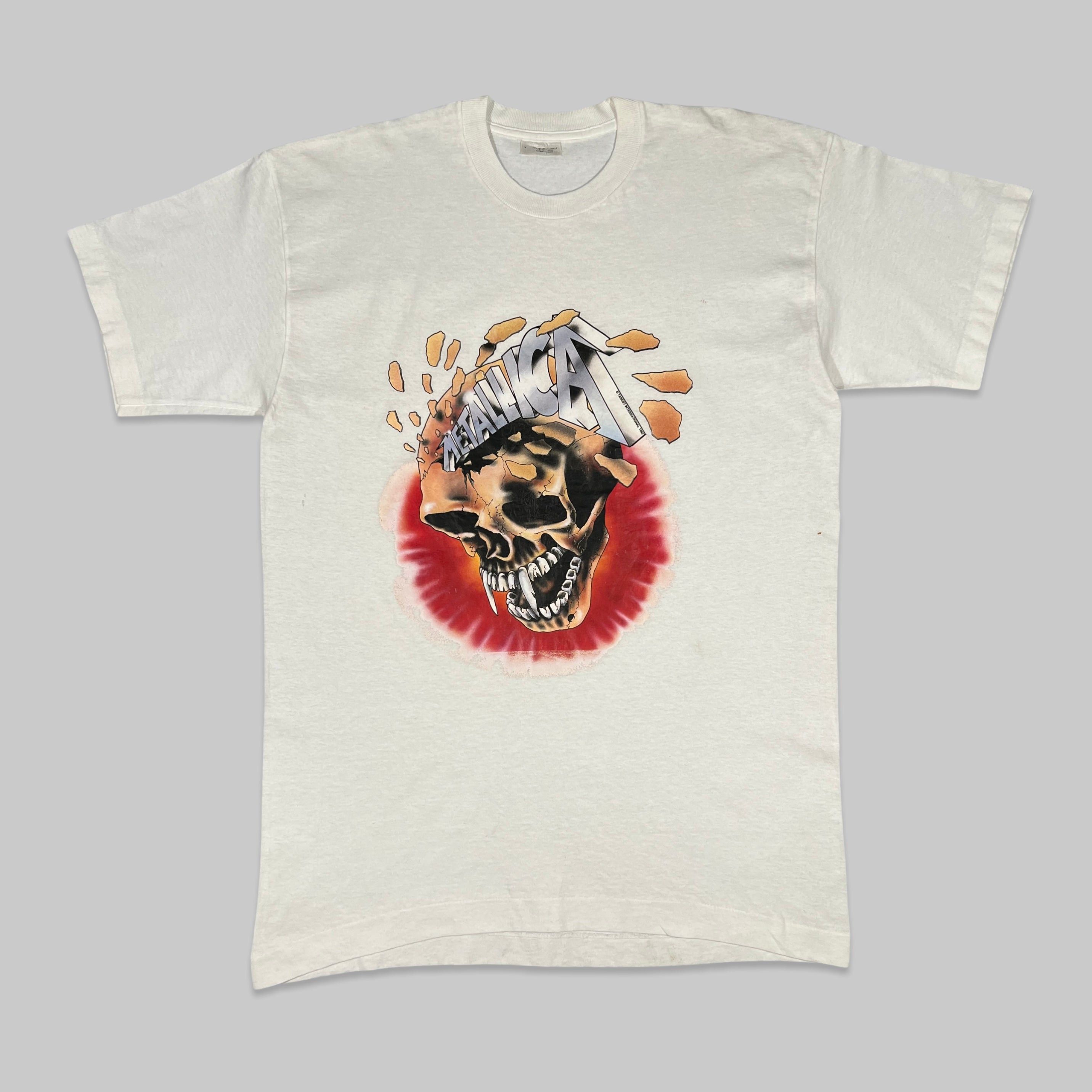 METALLICA Skull Pattern Band T-shirt Band Tee Men's L size unclear black type Vintage Second Hand main image 0