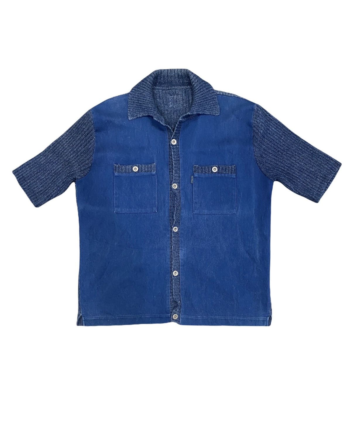 Blue Blue Japan Pink House hybrid knit denim shirt Size US L / EU 52-54 / 3 - 1 Thumbnail