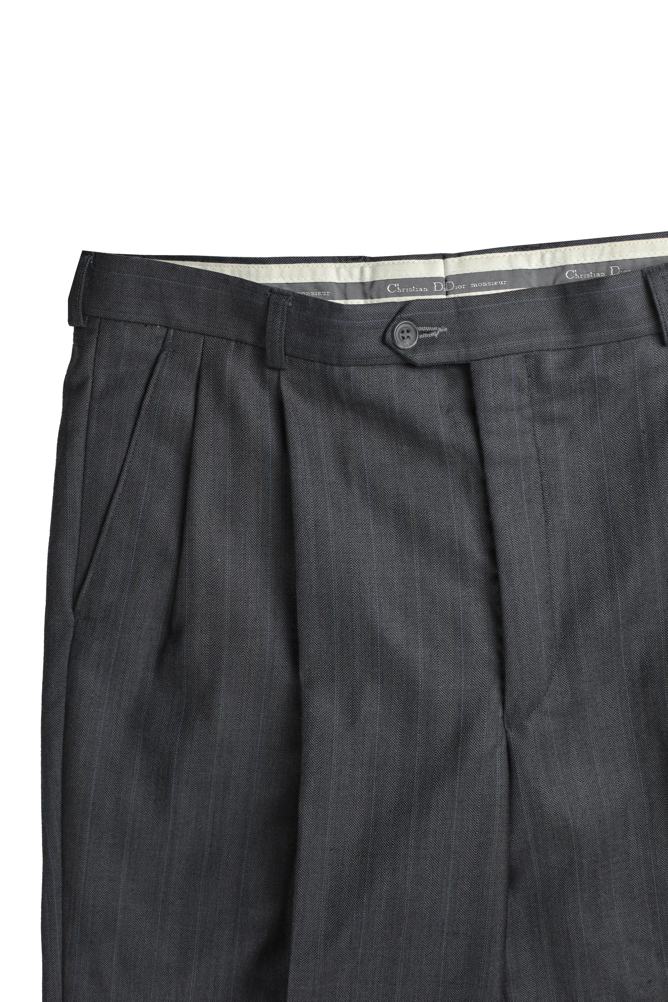 Christian Dior Monsieur Christian Dior Double Breasted Pinstripe Navy Suit Chest 40 Size 40R - 8 Thumbnail