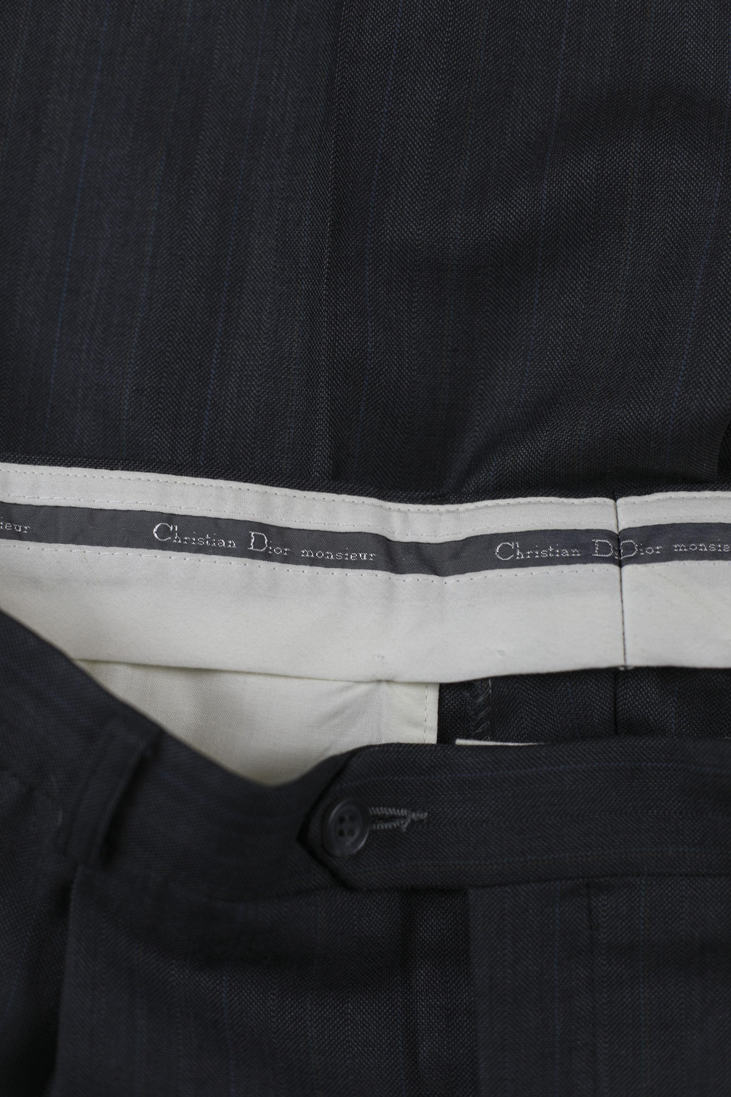 Christian Dior Monsieur Christian Dior Double Breasted Pinstripe Navy Suit Chest 40 Size 40R - 12 Thumbnail