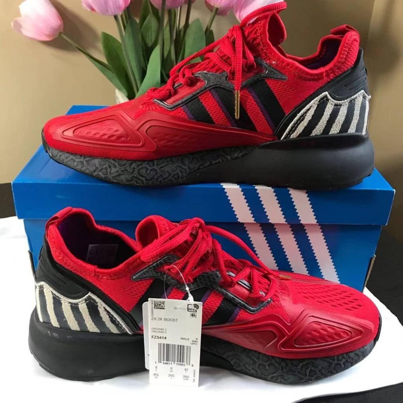 ベスト Adidas FZ5414 Men's Red Toe Low Top Running Sneaker Shoes