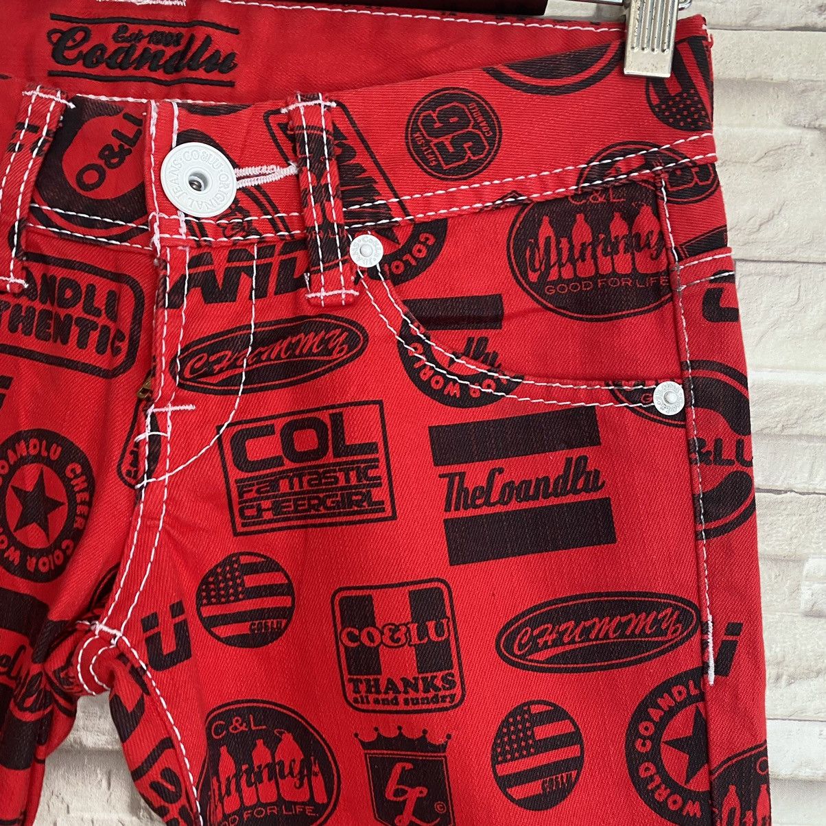 Hysteric Glamour Japanese Brand Co&Lu Printed Denim Skinny Jeans Stretch Size US 26 / EU 42 - 7 Thumbnail
