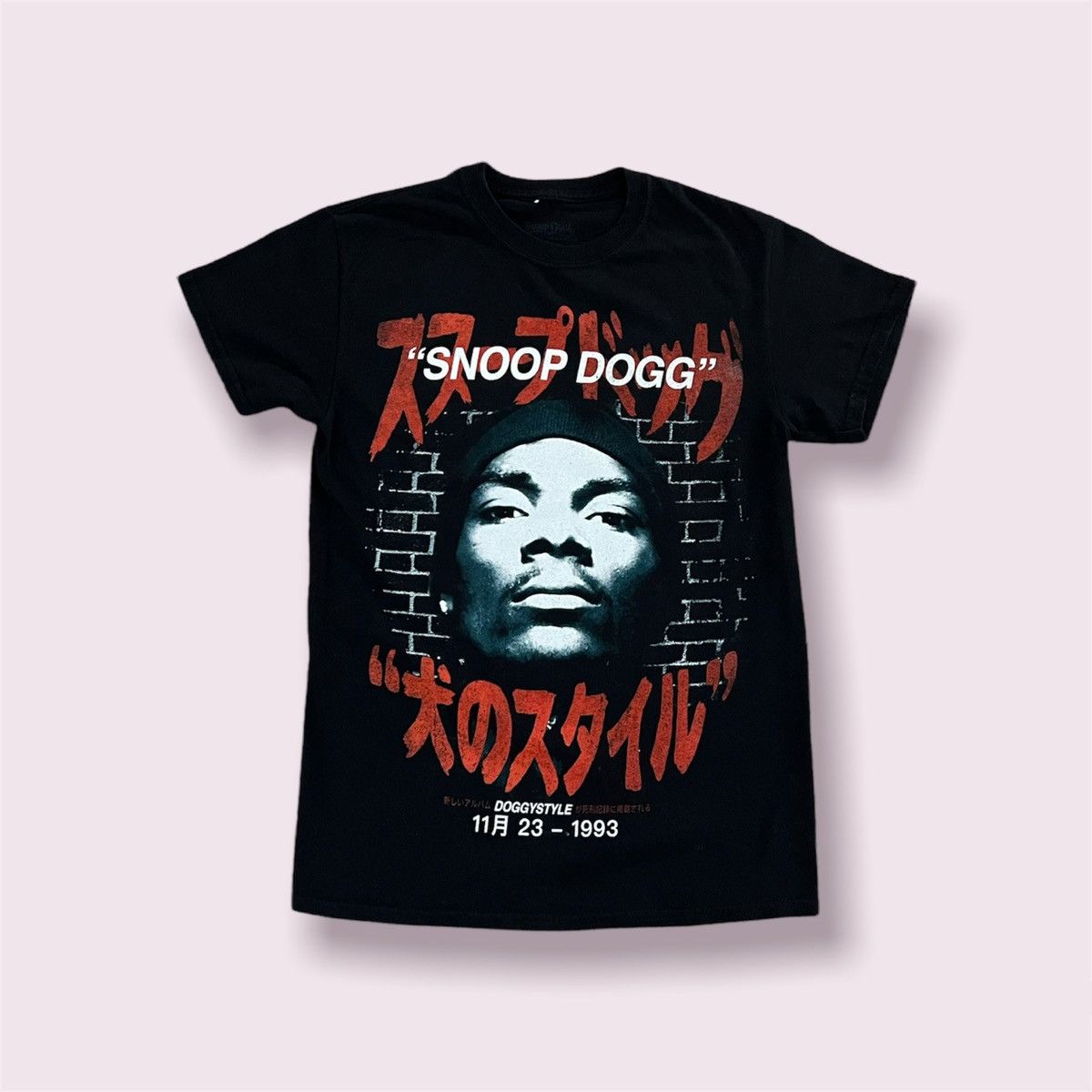 T-shirt Snoop Dogg Graphique écrit Japonais Rare - Taille XL, Coton épais, Bleu Foncé, Neuf