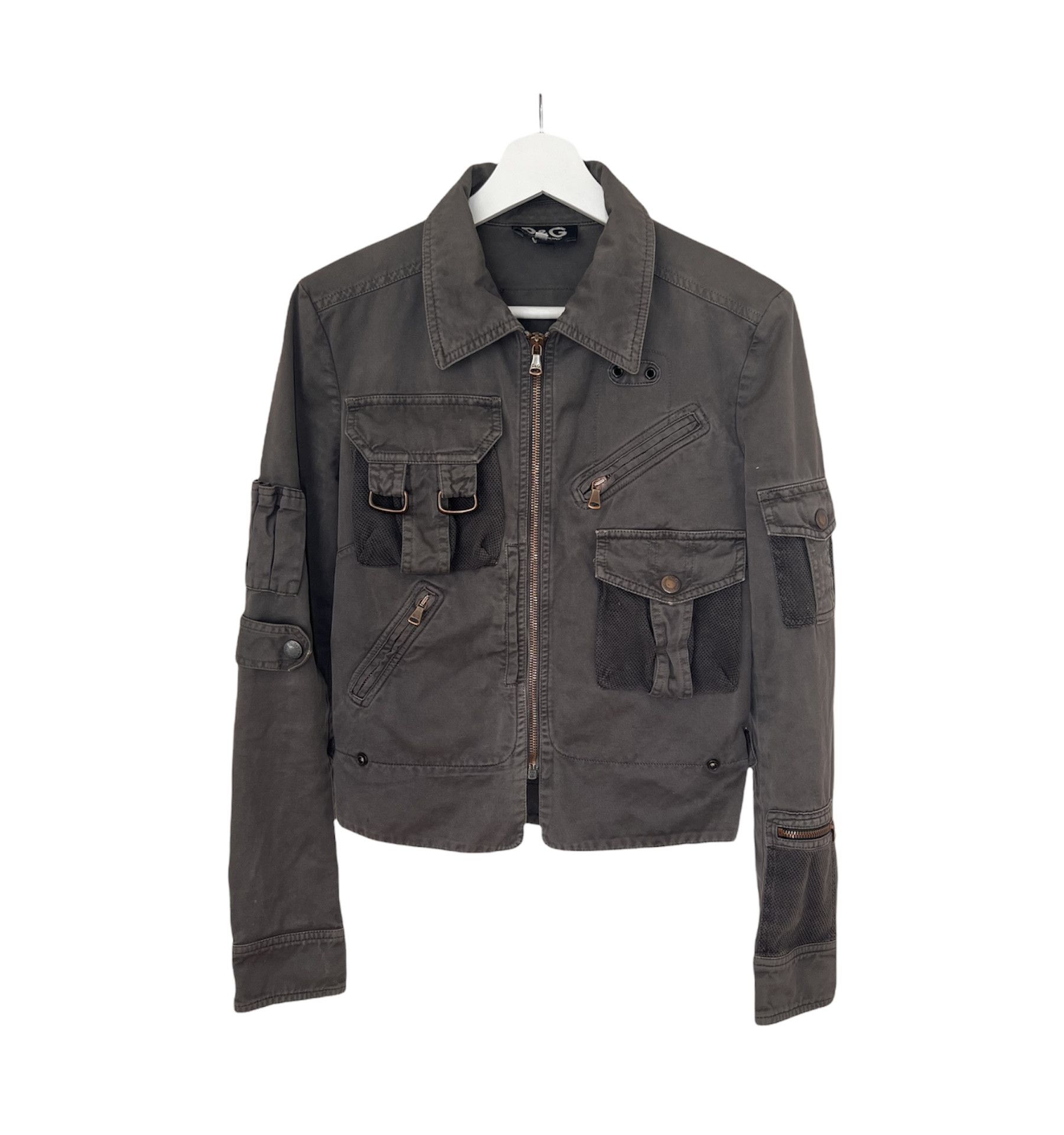 image of Dolce Gabbana Aw03 Parachute Cargo Jacket in Olive Green, Men's (Size Small)