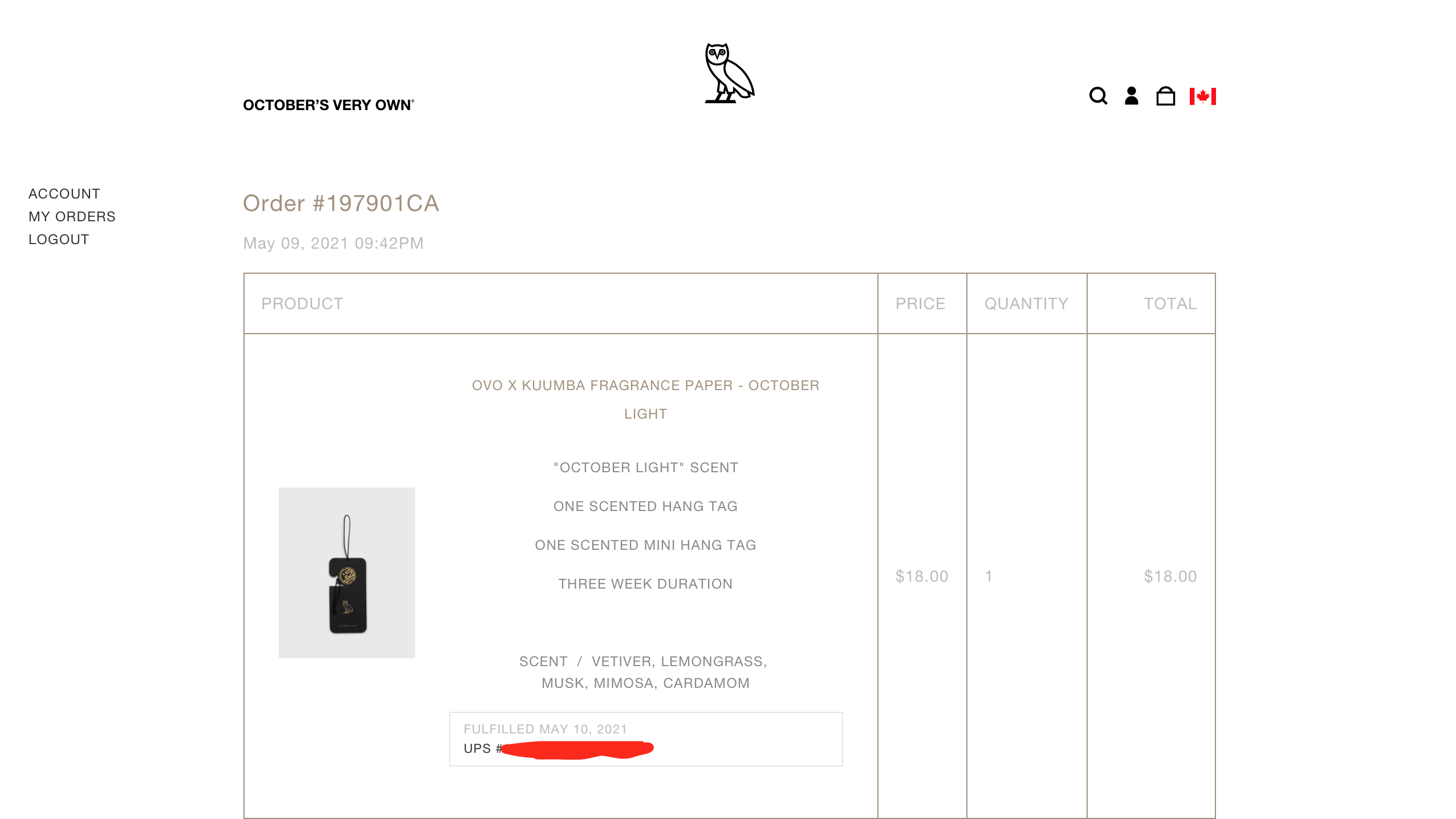 Drake OVO X KUUMBA FRAGRANCE PAPER - OCTOBER LIGHT Size ONE SIZE - 3 Thumbnail