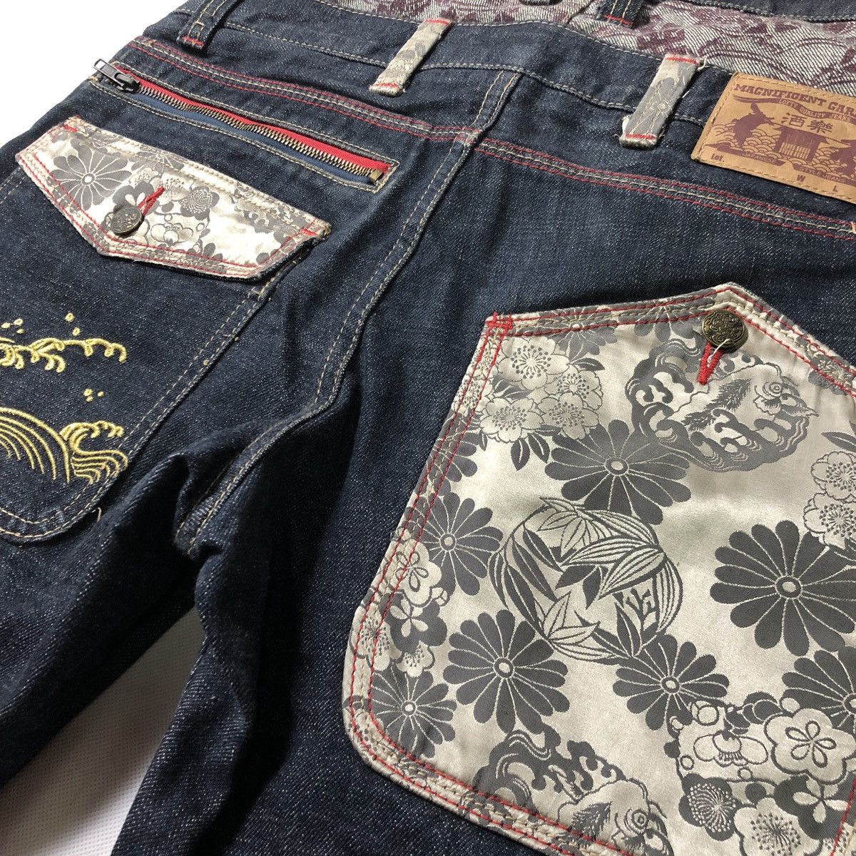 Japanese Brand Rare!! Sharaku Double Waist Denim Patchwork Sashiko Jeans Size US 32 / EU 48 - 10 Thumbnail