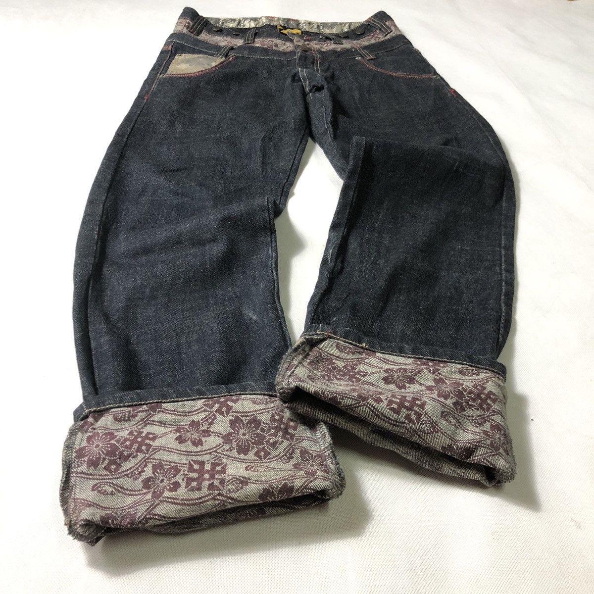 Japanese Brand Rare!! Sharaku Double Waist Denim Patchwork Sashiko Jeans Size US 32 / EU 48 - 5 Thumbnail