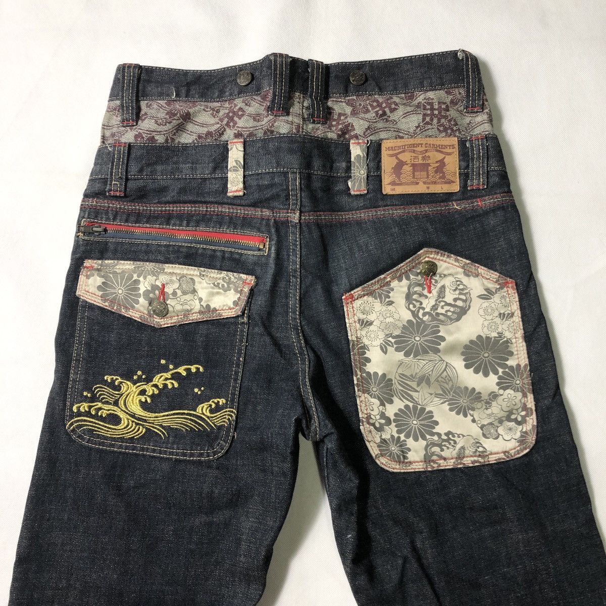 Japanese Brand Rare!! Sharaku Double Waist Denim Patchwork Sashiko Jeans Size US 32 / EU 48 - 8 Thumbnail