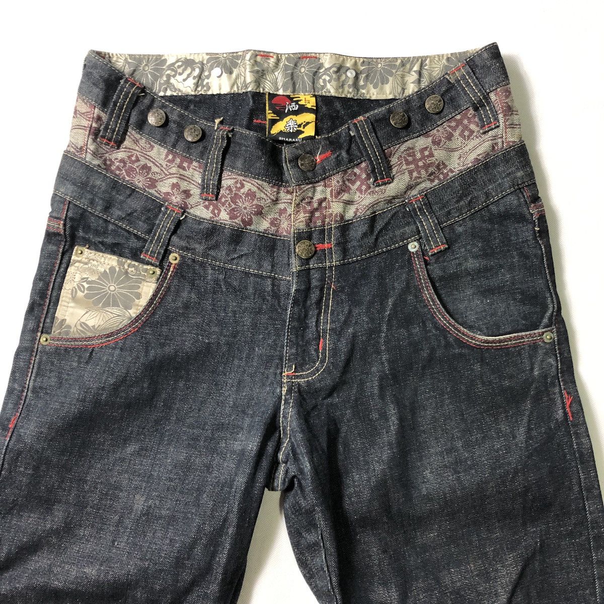 Japanese Brand Rare!! Sharaku Double Waist Denim Patchwork Sashiko Jeans Size US 32 / EU 48 - 6 Thumbnail
