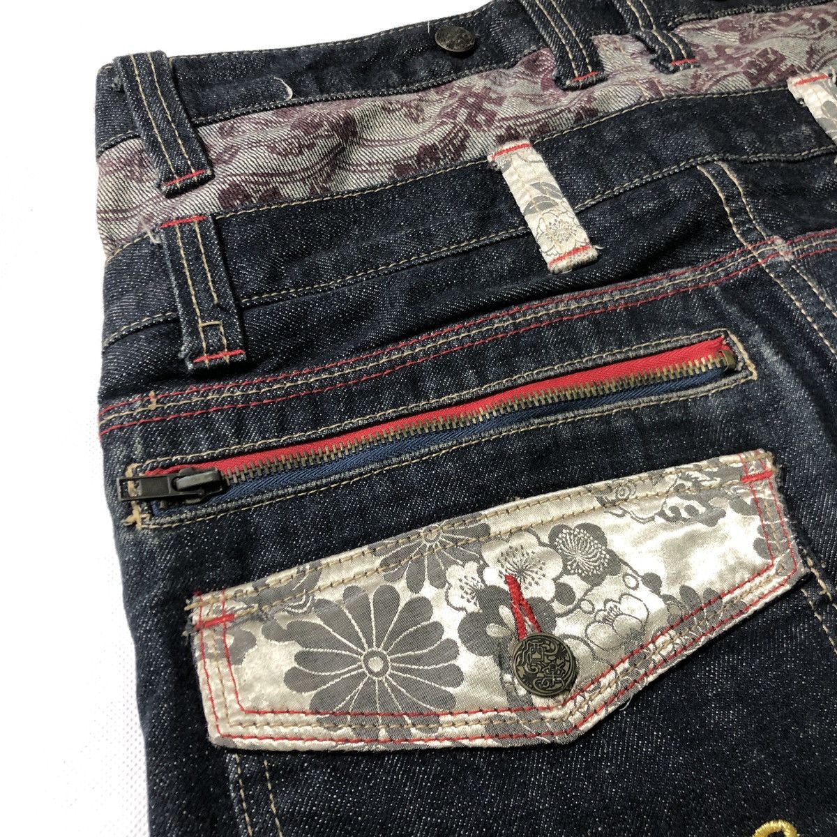 Japanese Brand Rare!! Sharaku Double Waist Denim Patchwork Sashiko Jeans Size US 32 / EU 48 - 11 Thumbnail