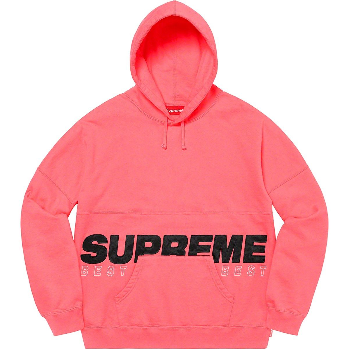 image of Supreme Fw20 Paneled Drop Shoulder Best Of The Best Hoodie in Bright Coral, Men's (Size Large)