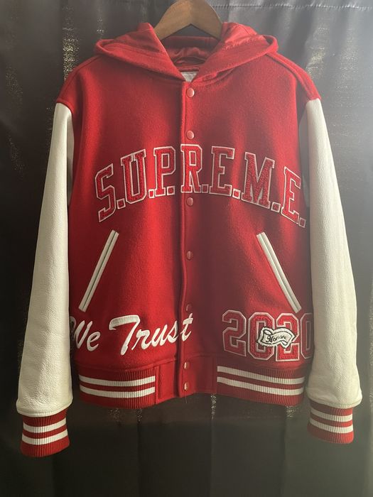 Supreme King Hooded Varsity Jacket Red