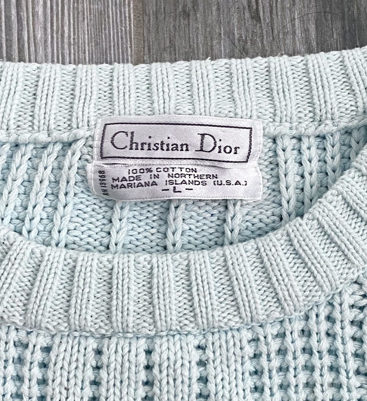 Christian Dior Monsieur 1990s Christian Dior Light Blue Vintage Hand Knit Sweater Size US L / EU 52-54 / 3 - 5 Thumbnail