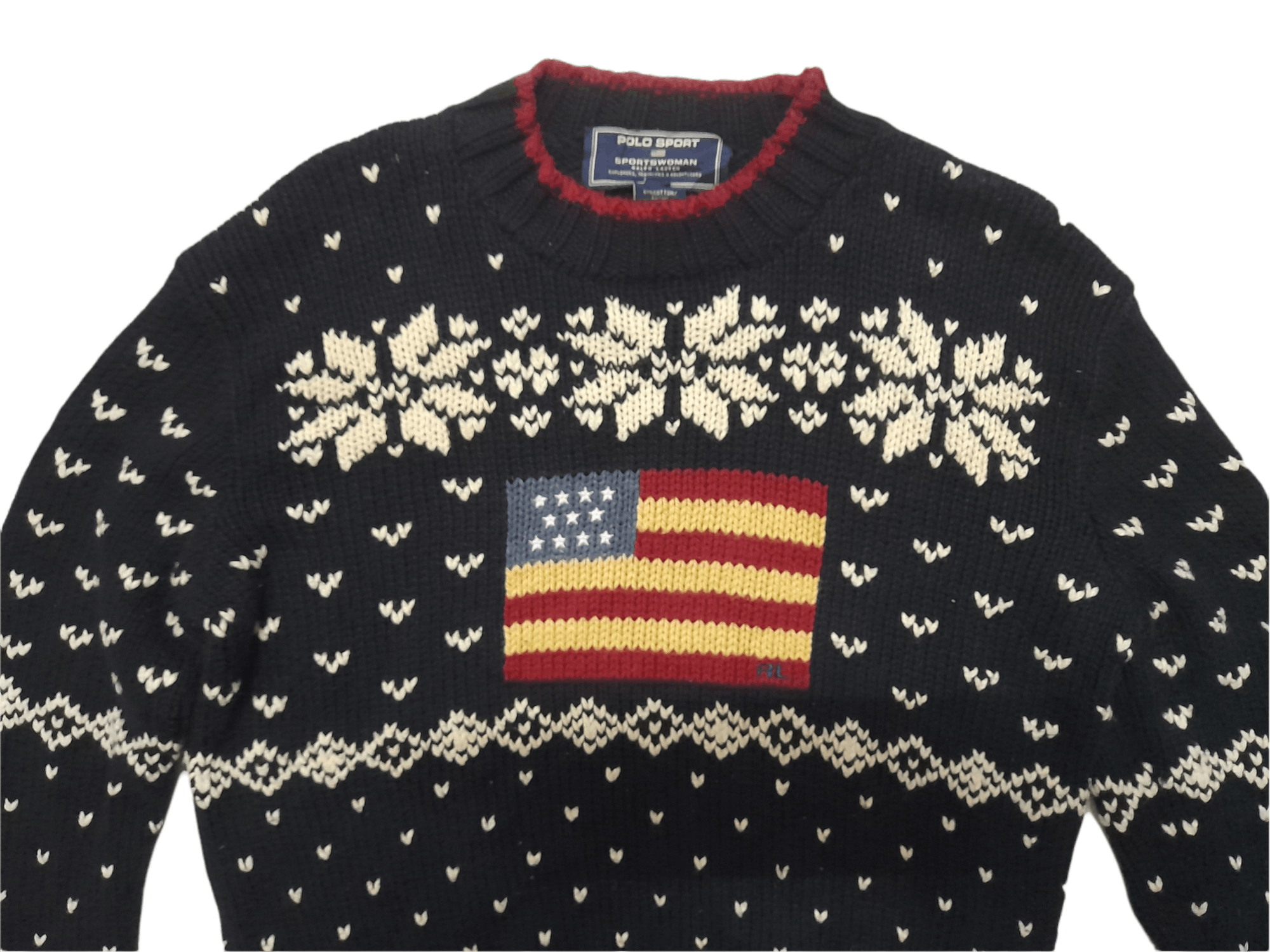 Polo Ralph Lauren × Vintage 90s Polo Ralph Lauren Sport Flag Knitwear (D870) Size US M / EU 48-50 / 2 - 3 Thumbnail