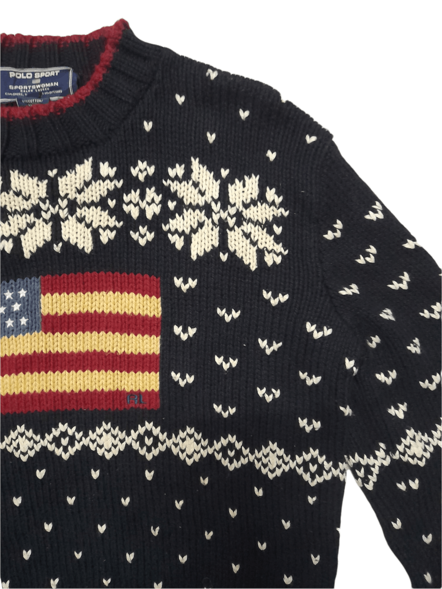Polo Ralph Lauren × Vintage 90s Polo Ralph Lauren Sport Flag Knitwear (D870) Size US M / EU 48-50 / 2 - 2 Thumbnail