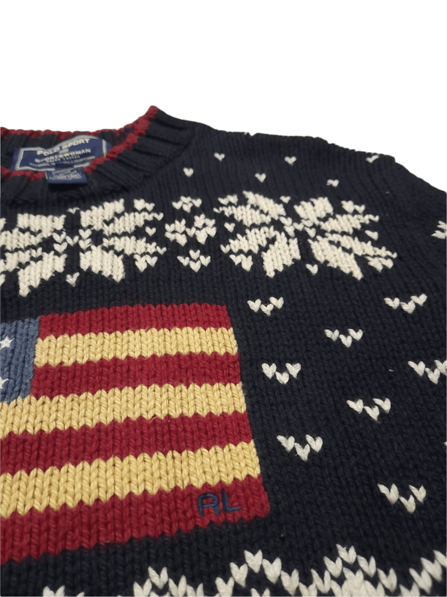 Polo Ralph Lauren × Vintage 90s Polo Ralph Lauren Sport Flag Knitwear (D870) Size US M / EU 48-50 / 2 - 5 Thumbnail