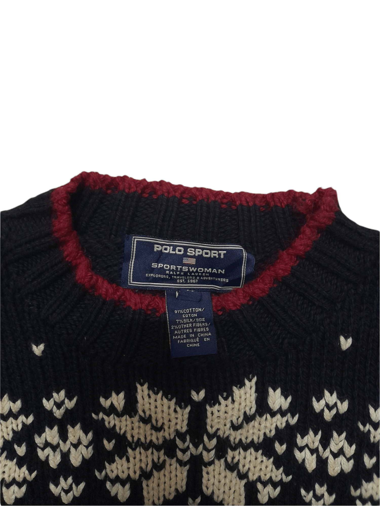 Polo Ralph Lauren × Vintage 90s Polo Ralph Lauren Sport Flag Knitwear (D870) Size US M / EU 48-50 / 2 - 4 Thumbnail
