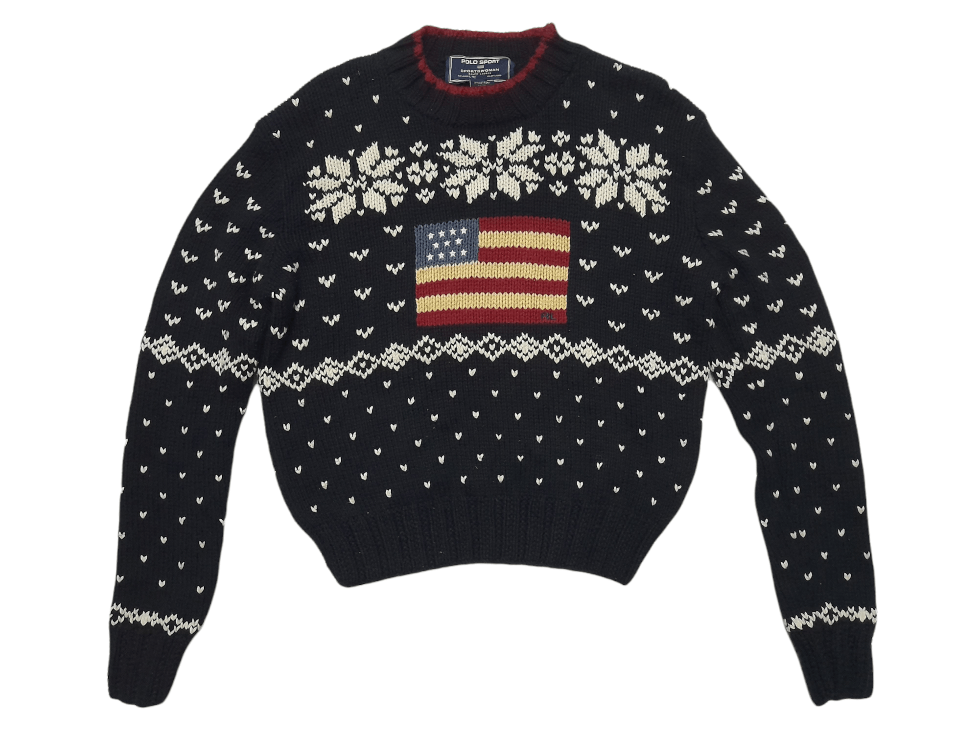 Polo Ralph Lauren × Vintage 90s Polo Ralph Lauren Sport Flag Knitwear (D870) Size US M / EU 48-50 / 2 - 1 Thumbnail