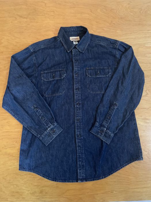 Vintage LL Bean Denim Double Pocket Shirt Jac Katahdin Iron Works | Grailed