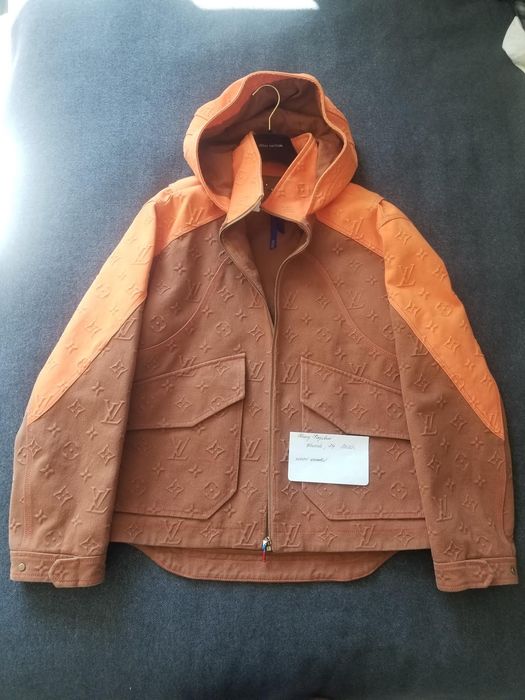 Shop Louis Vuitton Monogram hooded denim jacket (1A972T, 1A972R