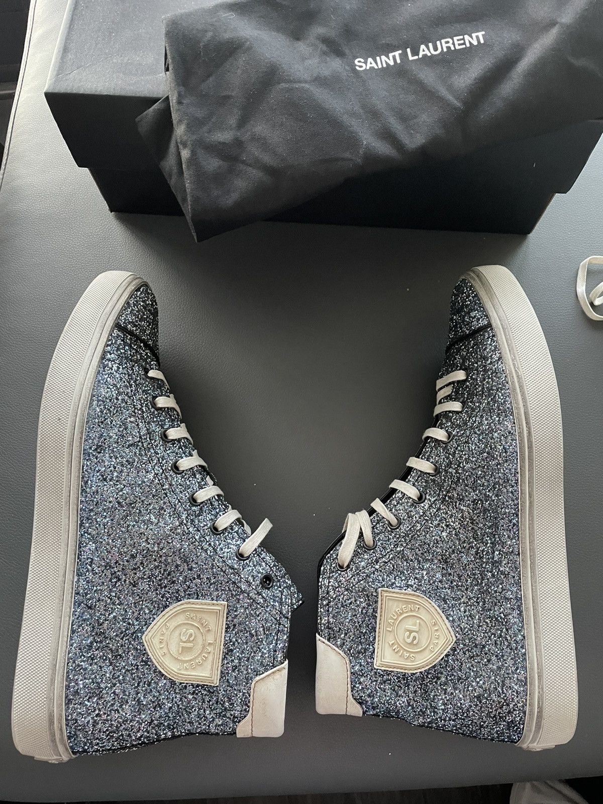 Saint Laurent Paris Rare BrandNEW Runway SL Bedford Sparkling Glitter Sneakers Size US 11 / EU 44 - 4 Thumbnail
