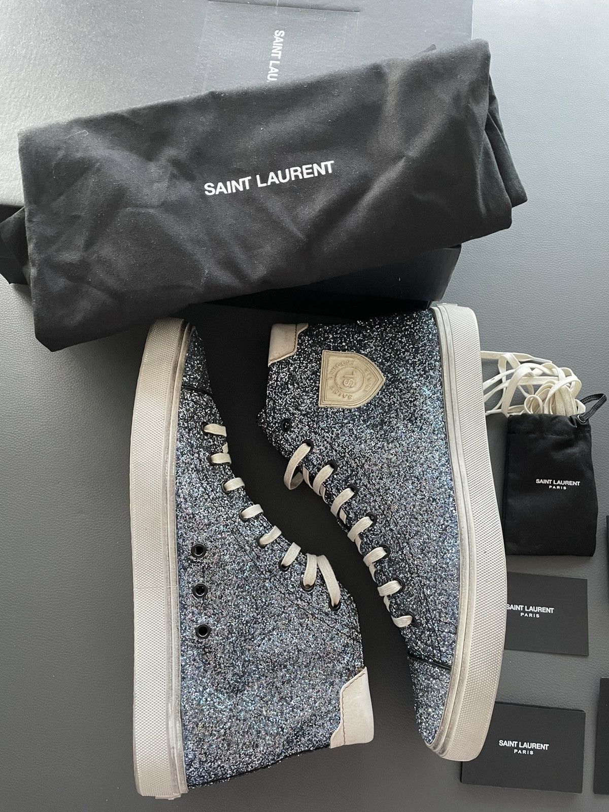 Saint Laurent Paris Rare BrandNEW Runway SL Bedford Sparkling Glitter Sneakers Size US 11 / EU 44 - 5 Thumbnail
