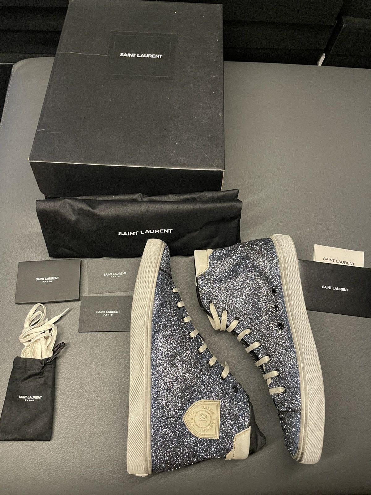 Saint Laurent Paris Rare BrandNEW Runway SL Bedford Sparkling Glitter Sneakers Size US 11 / EU 44 - 8 Thumbnail