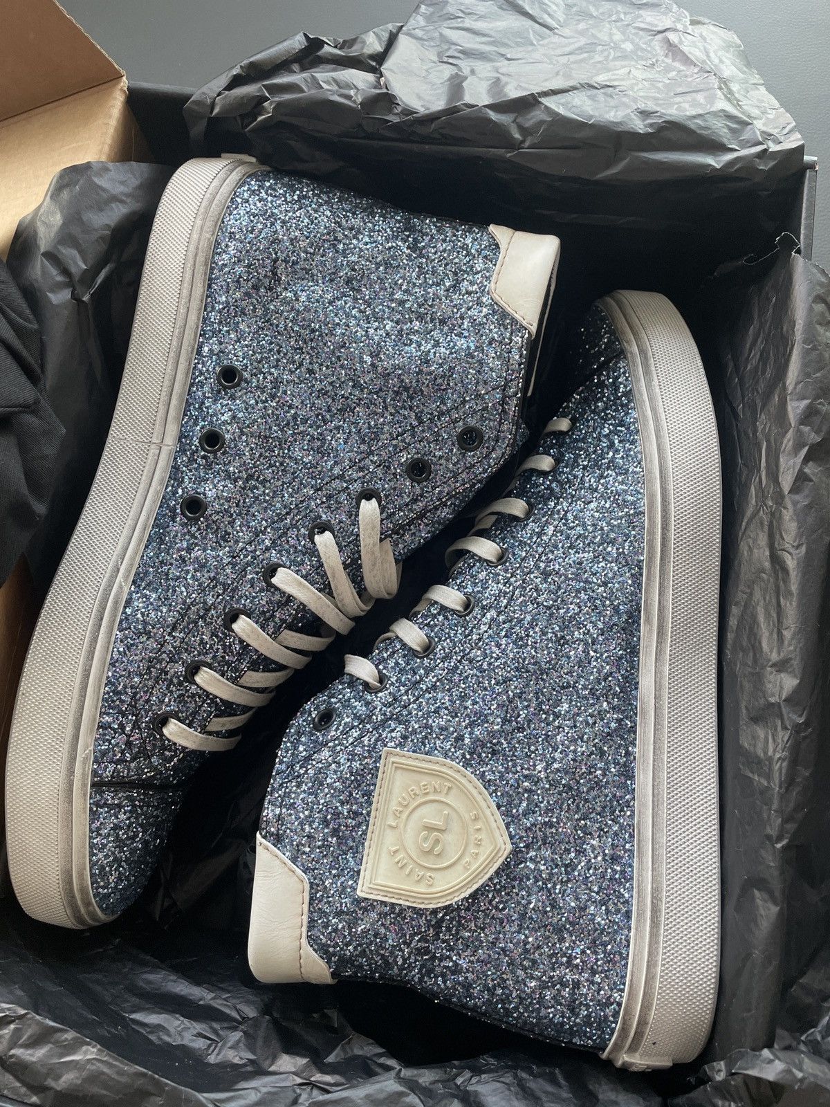 Saint Laurent Paris Rare BrandNEW Runway SL Bedford Sparkling Glitter Sneakers Size US 11 / EU 44 - 6 Thumbnail