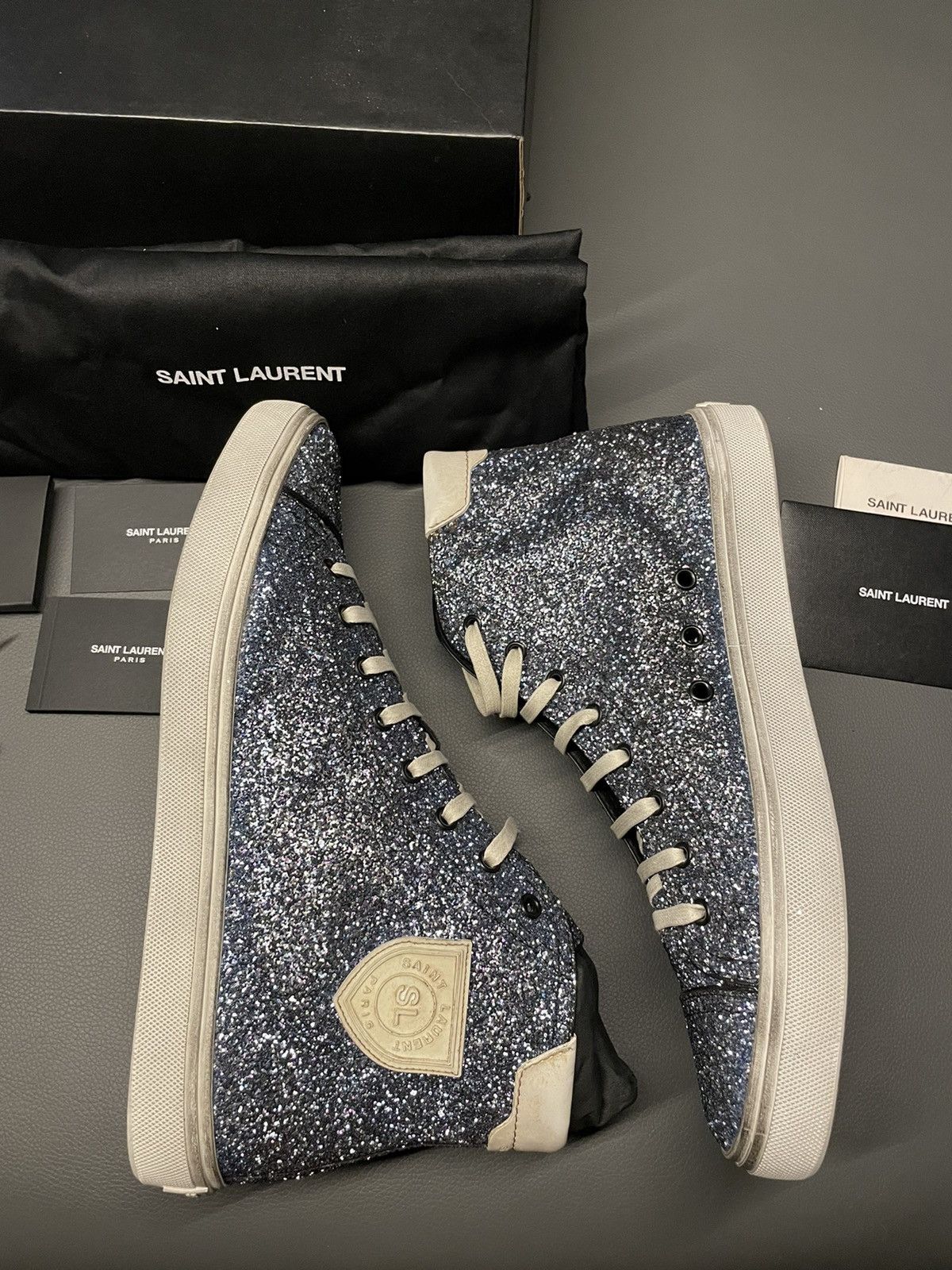 Saint Laurent Paris Rare BrandNEW Runway SL Bedford Sparkling Glitter Sneakers Size US 11 / EU 44 - 7 Thumbnail