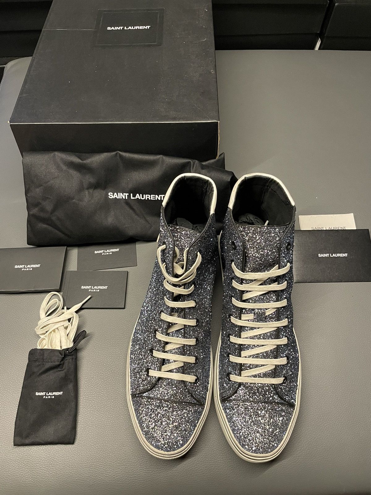 Saint Laurent Paris Rare BrandNEW Runway SL Bedford Sparkling Glitter Sneakers Size US 11 / EU 44 - 9 Thumbnail