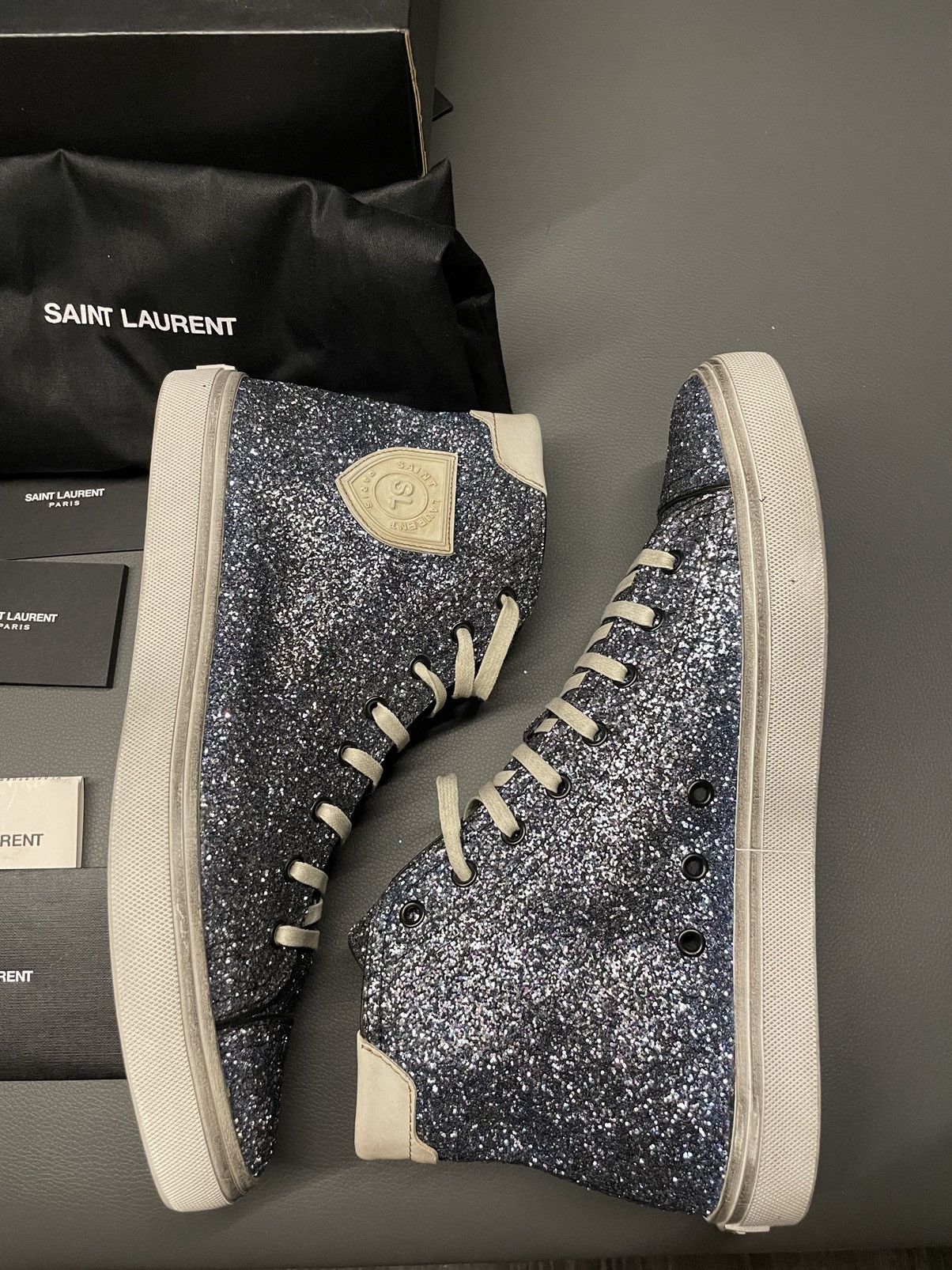 Saint Laurent Paris Rare BrandNEW Runway SL Bedford Sparkling Glitter Sneakers Size US 11 / EU 44 - 21 Thumbnail